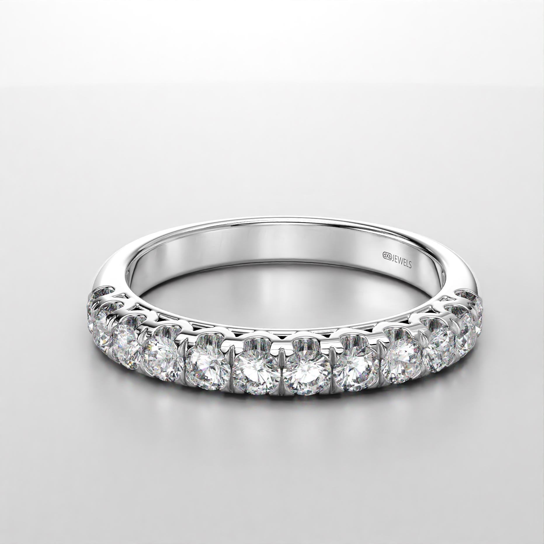scallop shared claw wedding band with sparkling stones, photo 2