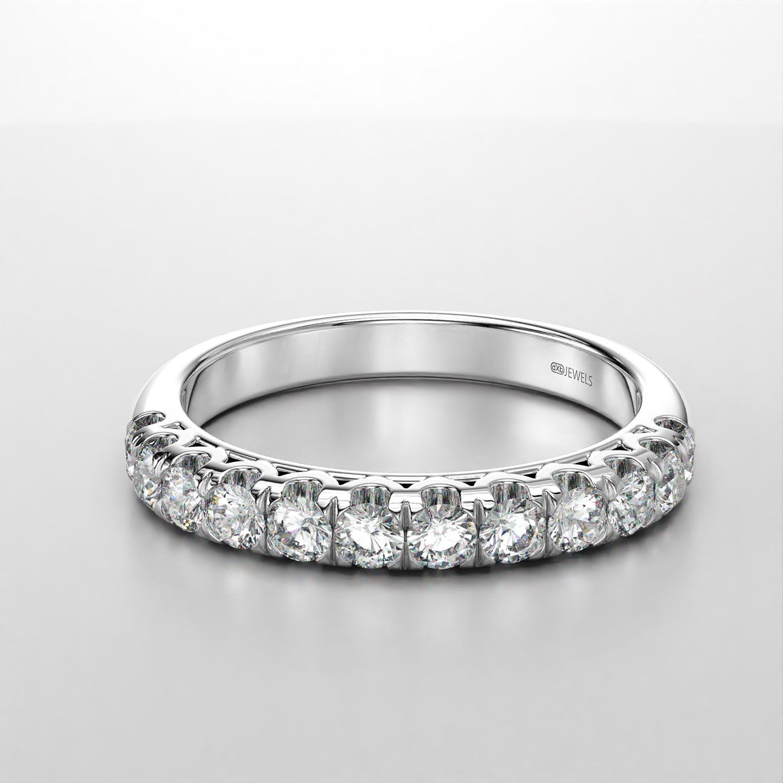 scallop shared claw wedding band with sparkling stones, photo 2