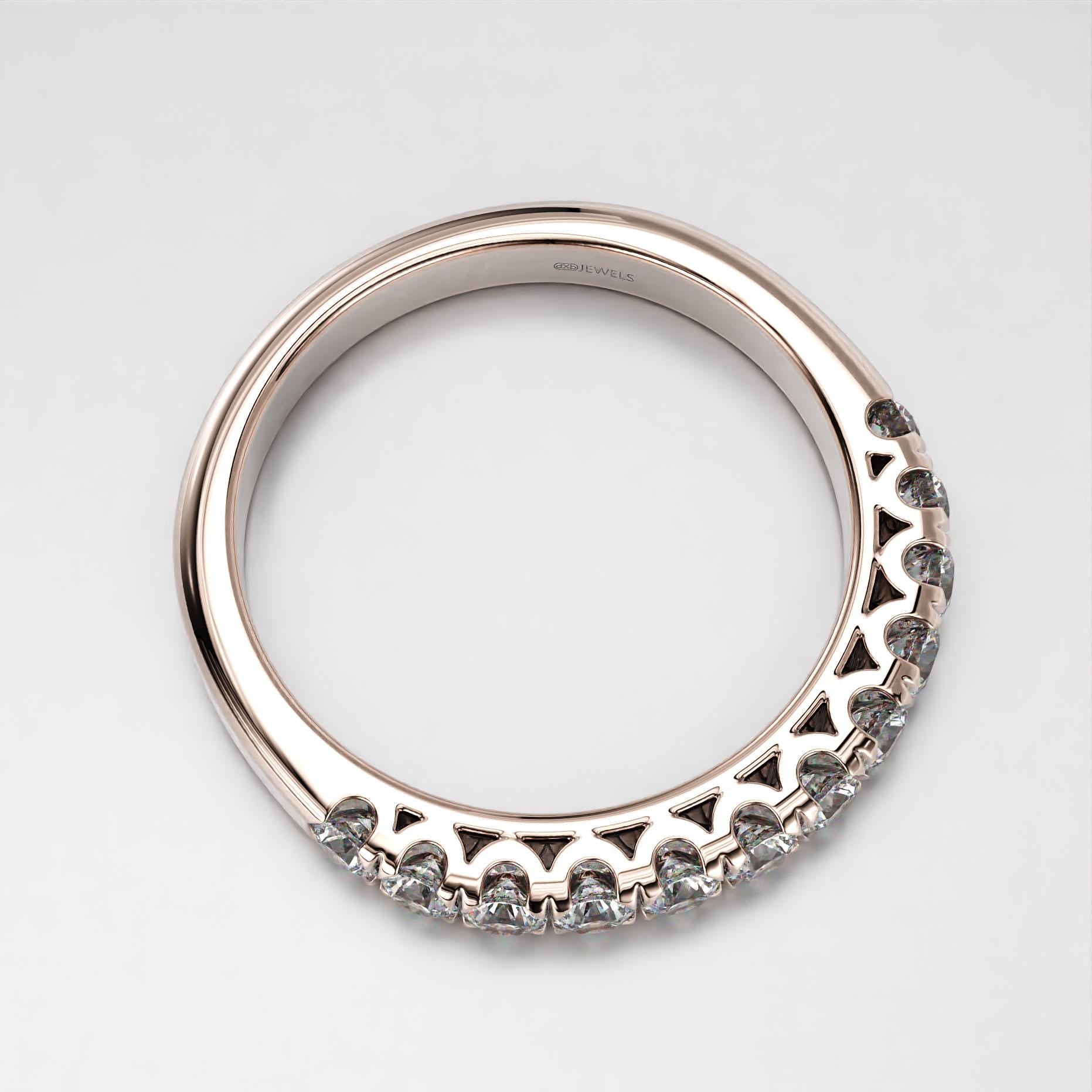 scallop shared claw wedding band with sparkling stones, photo 7