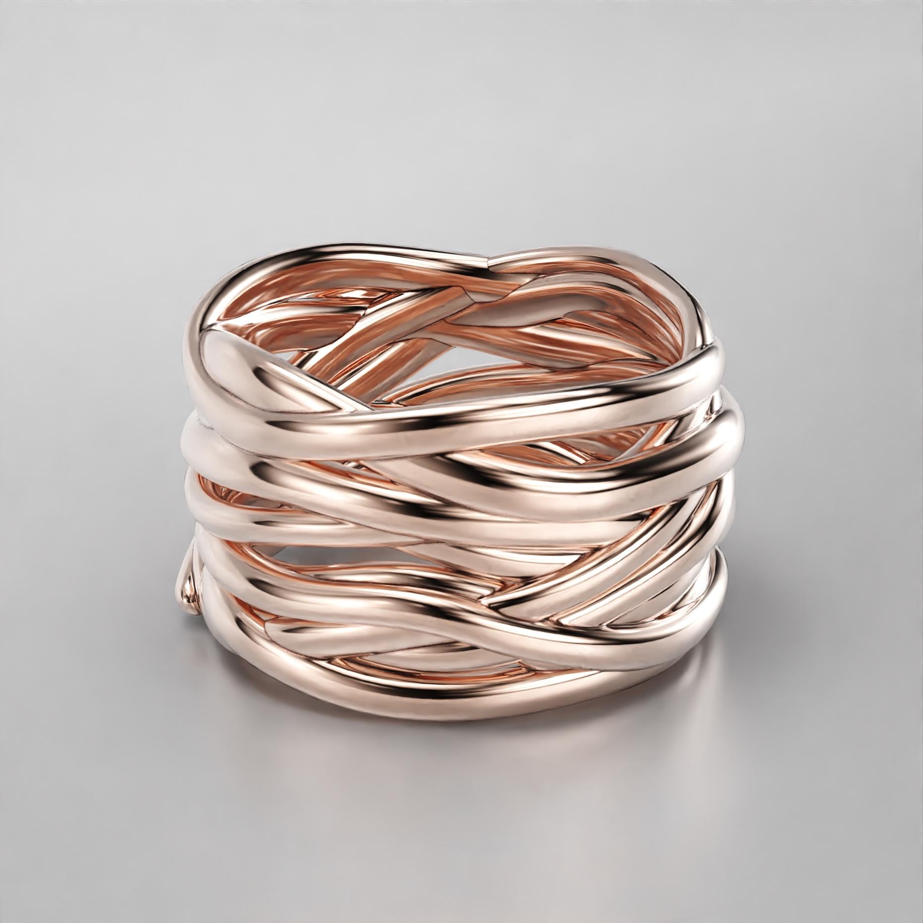 multi-strand crossover statement ring in sterling silver and gold, photo 6