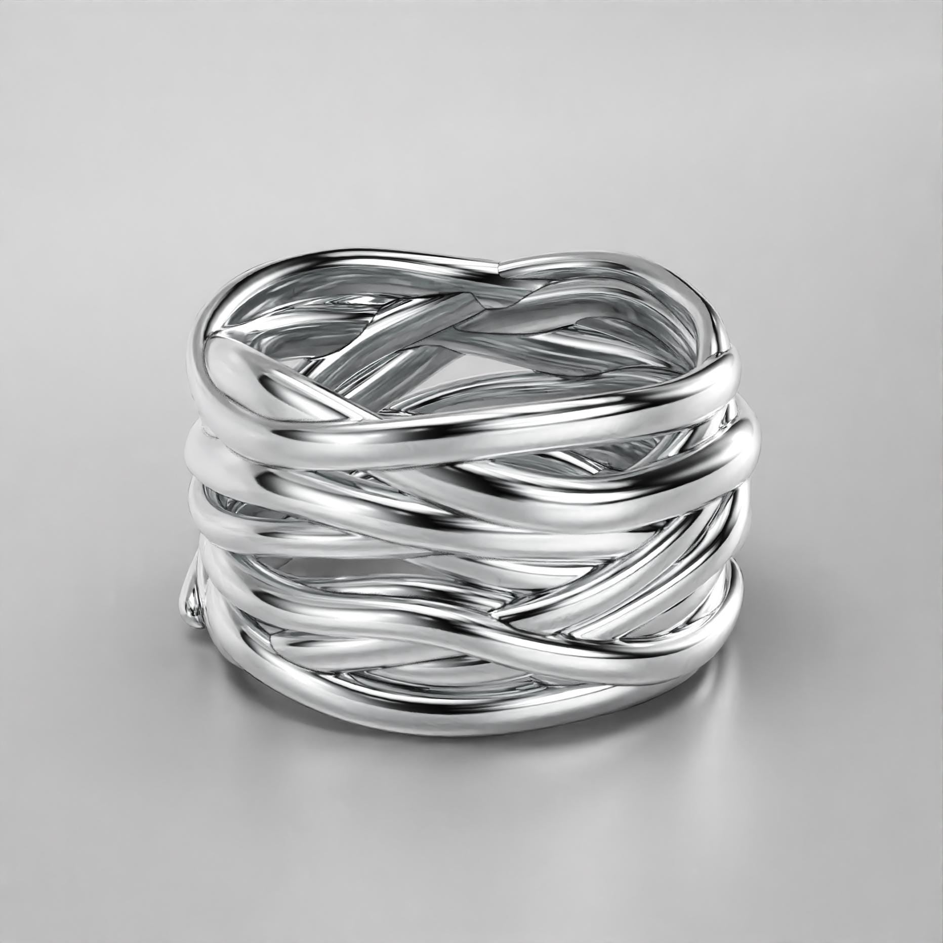 multi-strand crossover statement ring in sterling silver and gold, photo 1