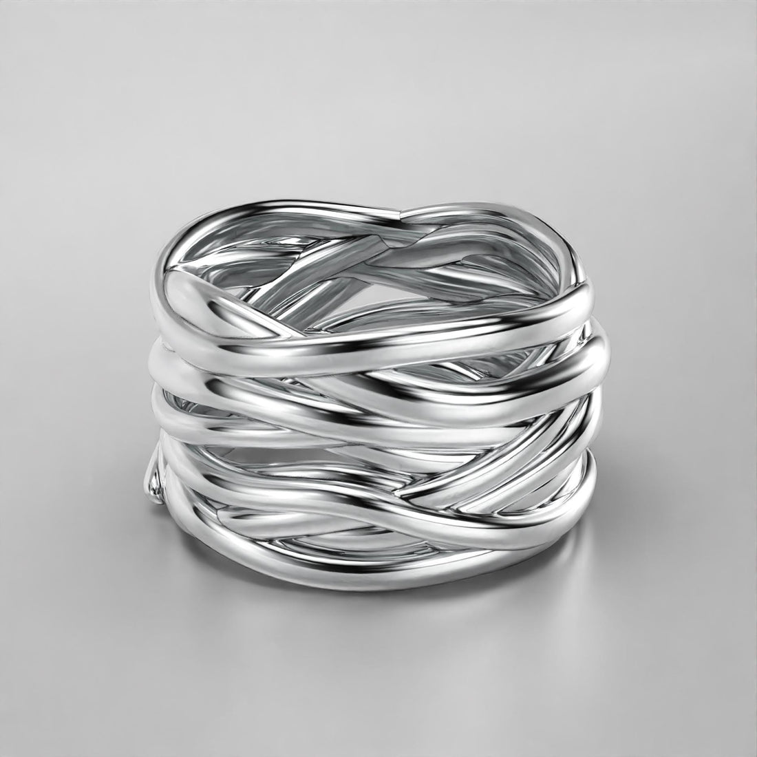 multi-strand crossover statement ring in sterling silver and gold, photo 1