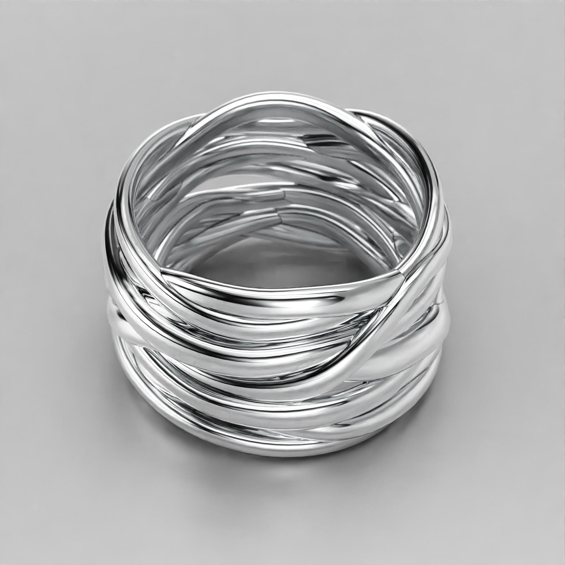 multi-strand crossover statement ring in sterling silver and gold, photo 2