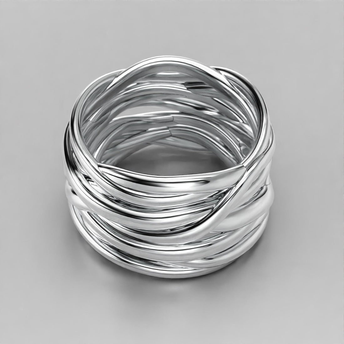 multi-strand crossover statement ring in sterling silver and gold, photo 2