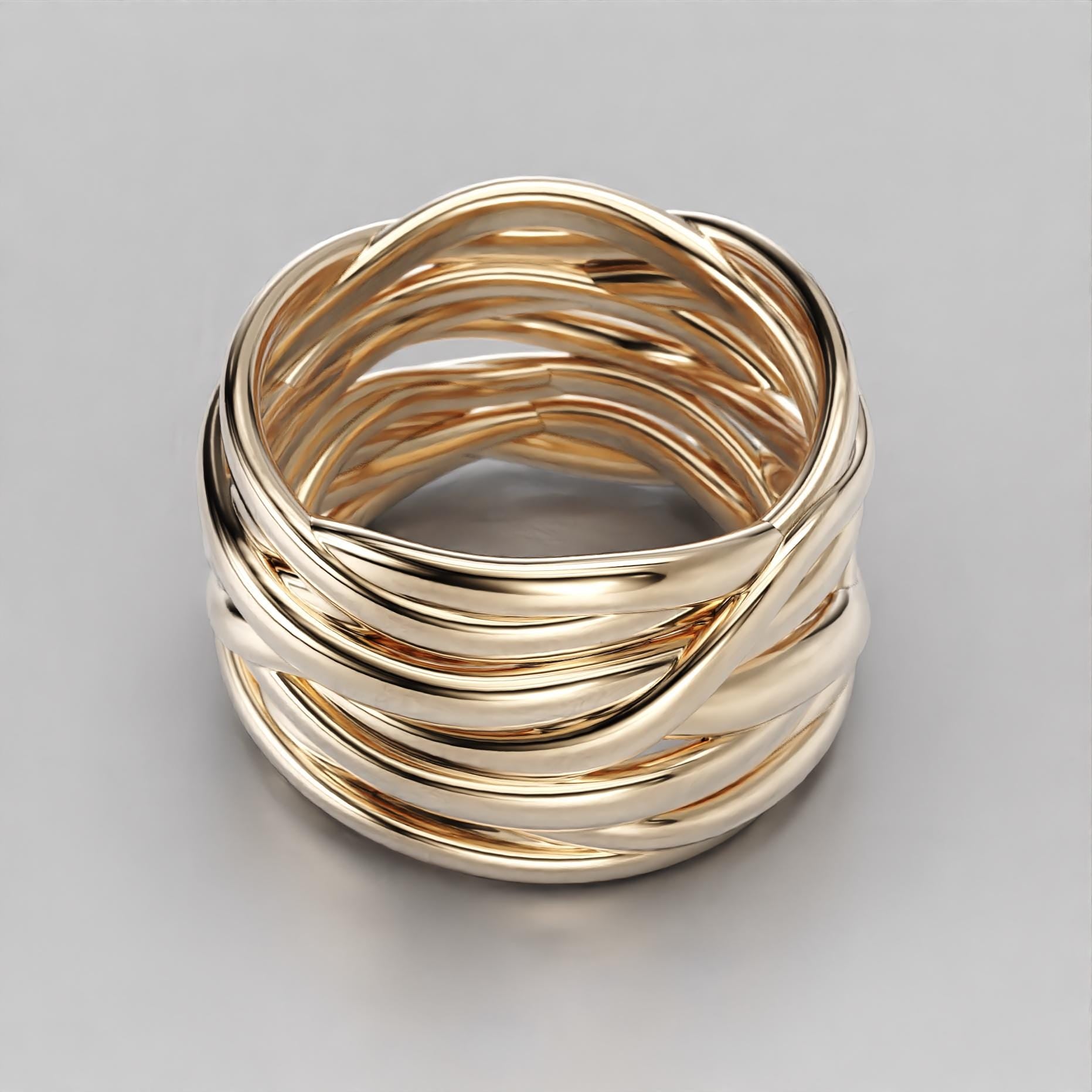 multi-strand crossover statement ring in sterling silver and gold, photo 8