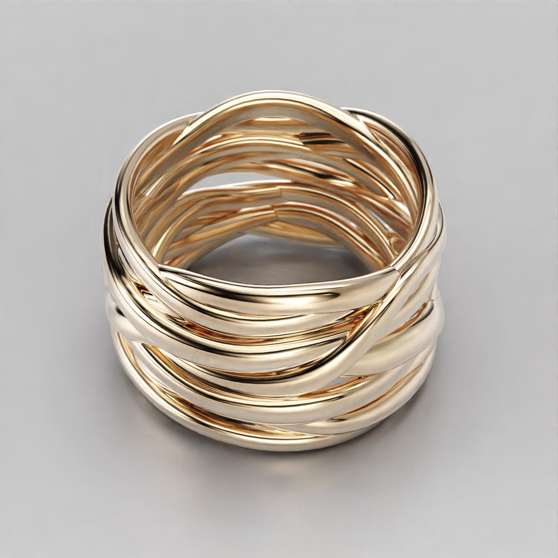 multi-strand crossover statement ring in sterling silver and gold, photo 8