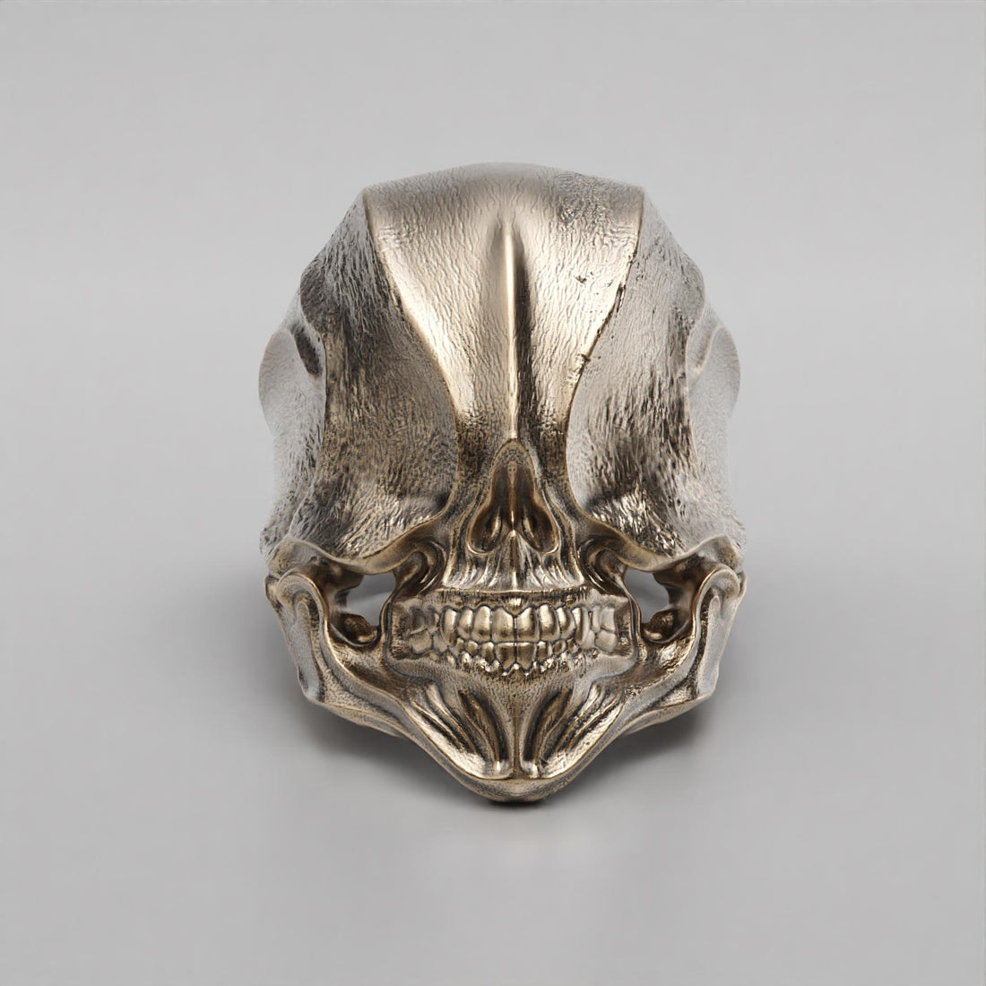 antique skull ring in oxidized silver, photo 5