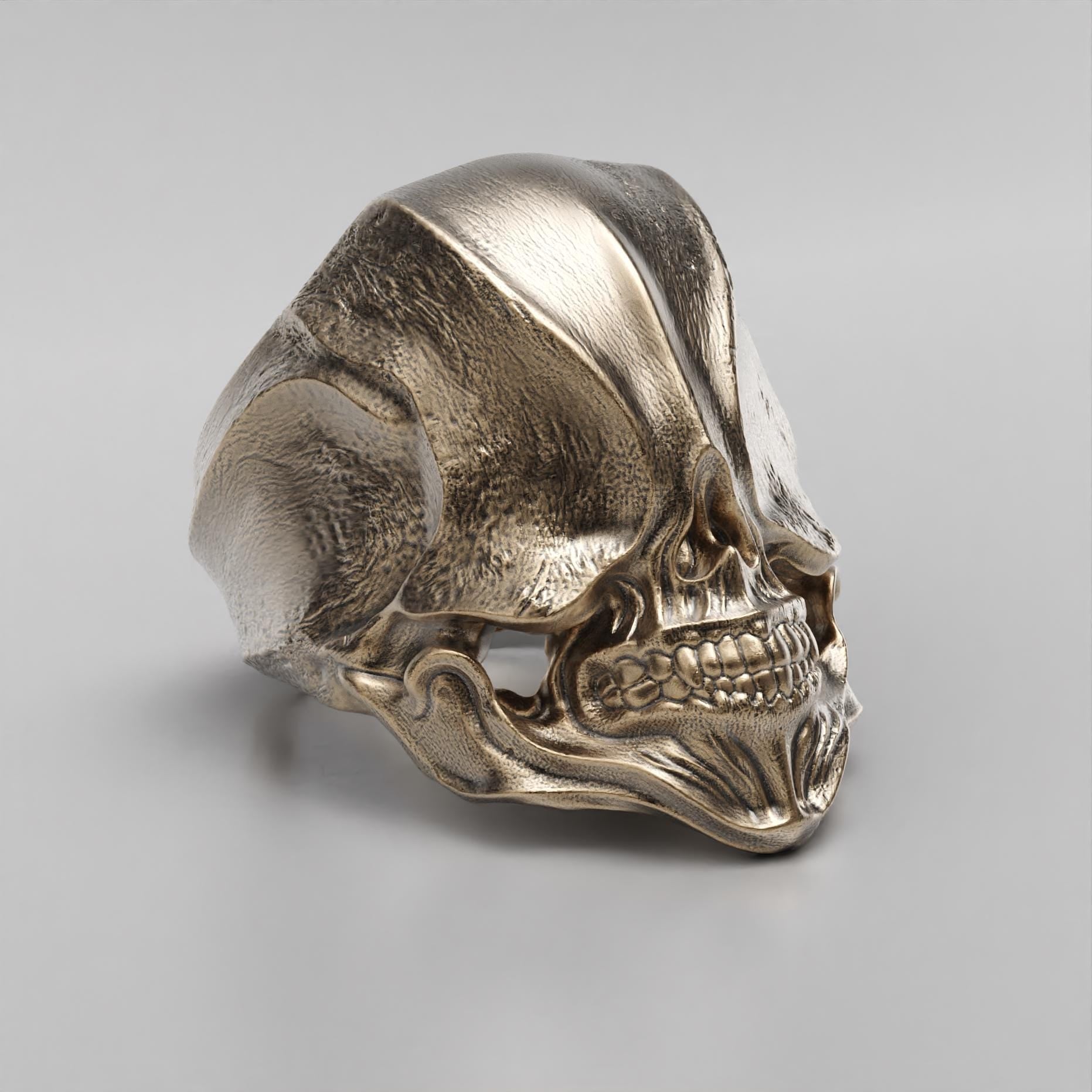 antique skull ring in oxidized silver, photo 6