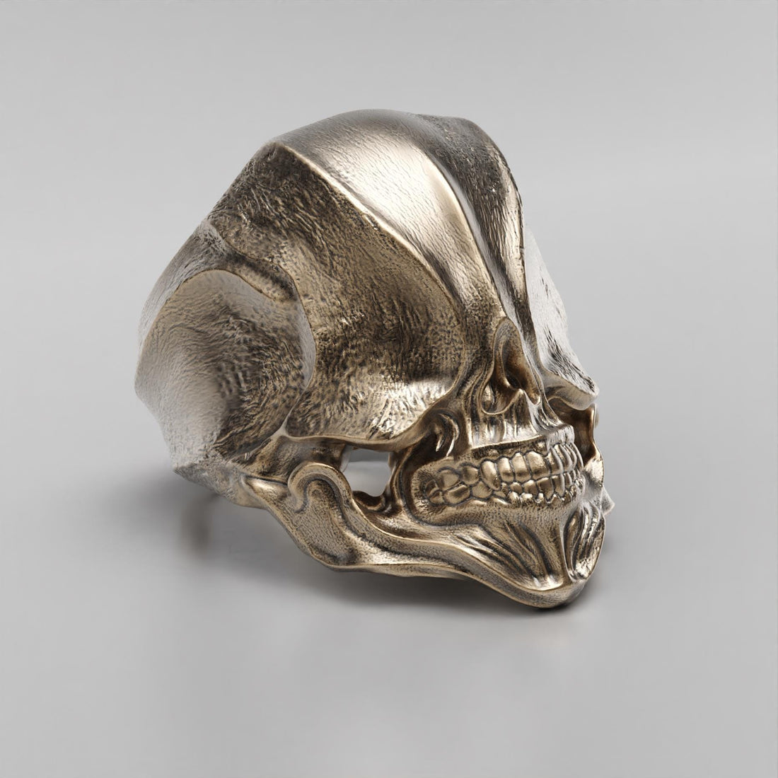antique skull ring in oxidized silver, photo 6