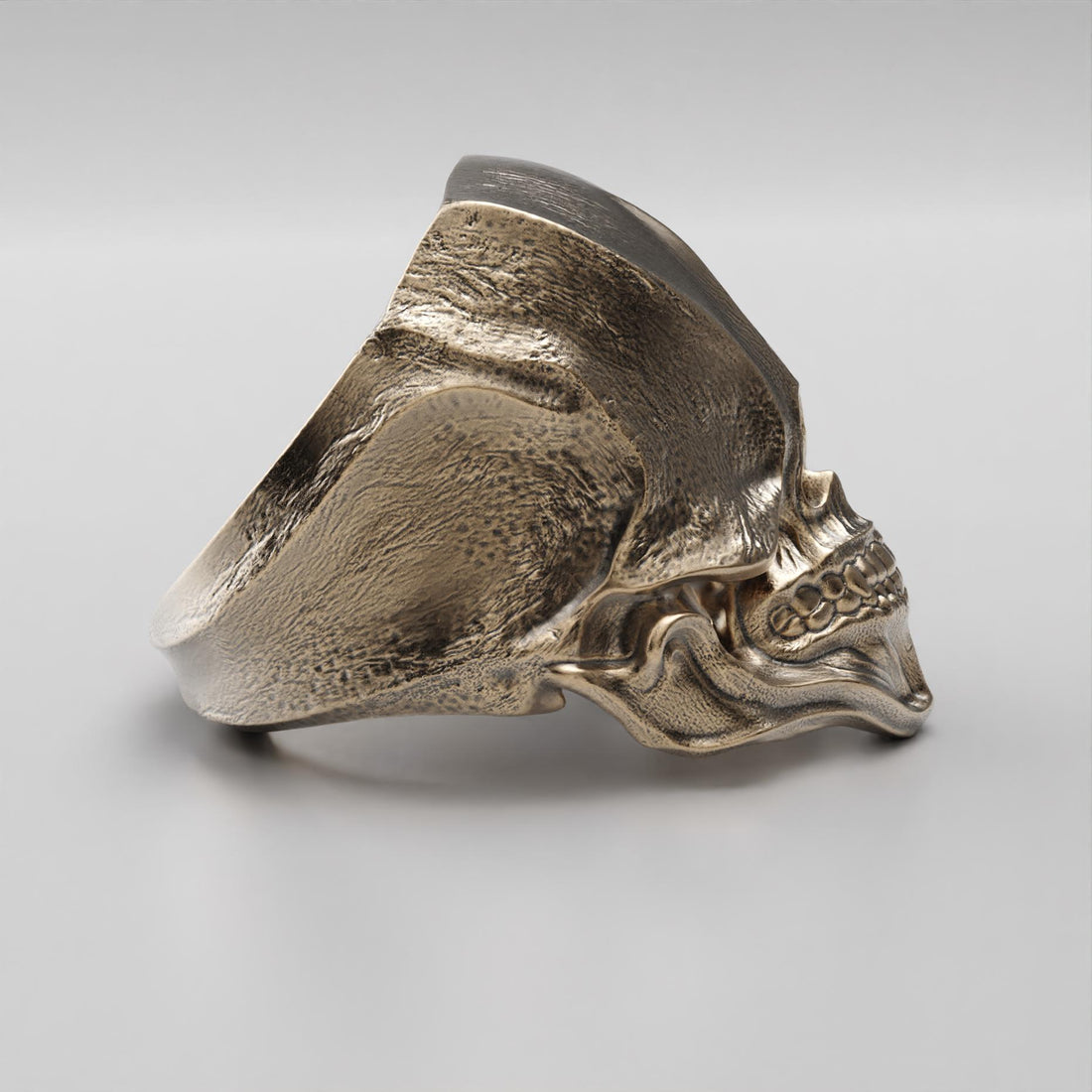antique skull ring in oxidized silver, photo 8