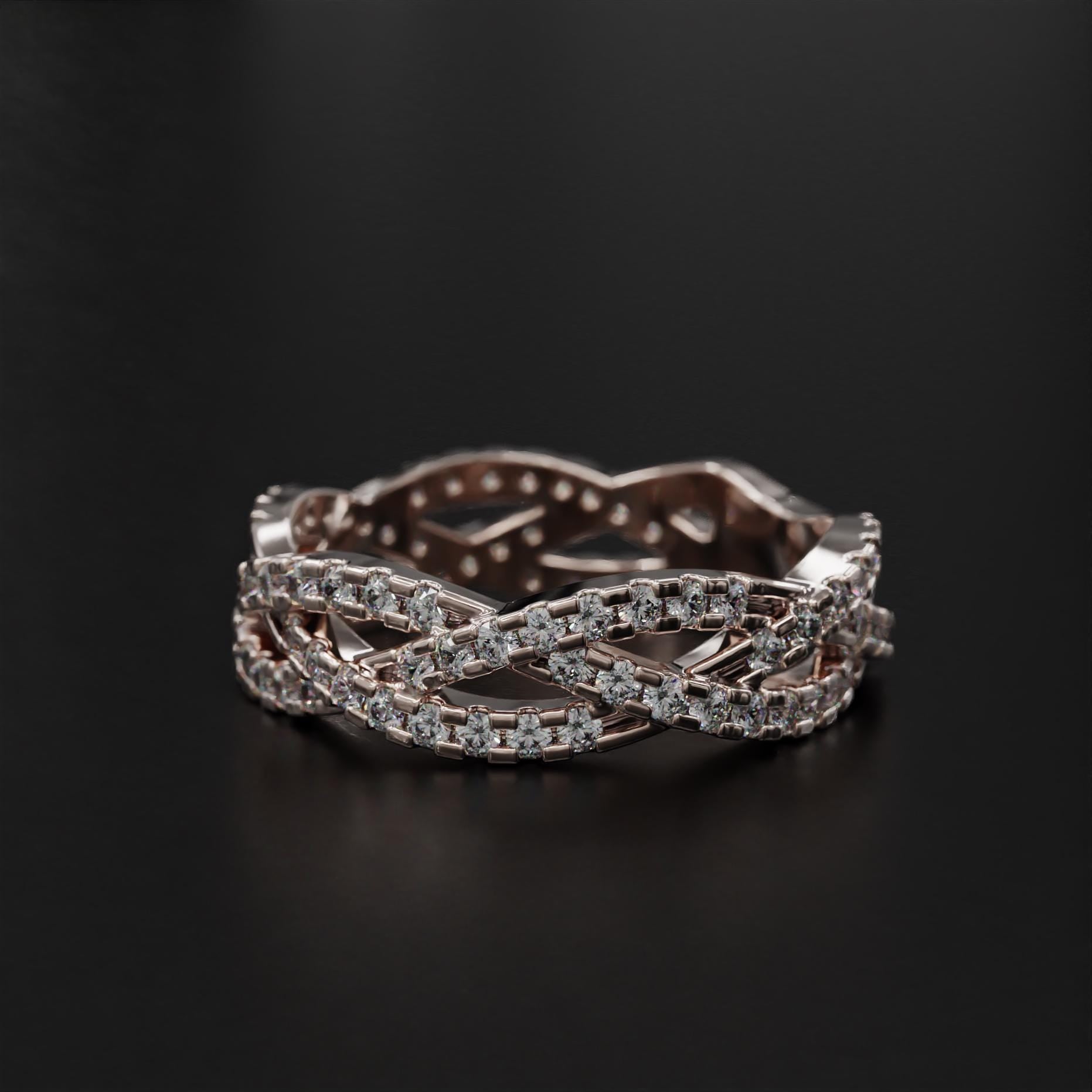 twisted braided gold ring with sparkling stone accents, photo 5