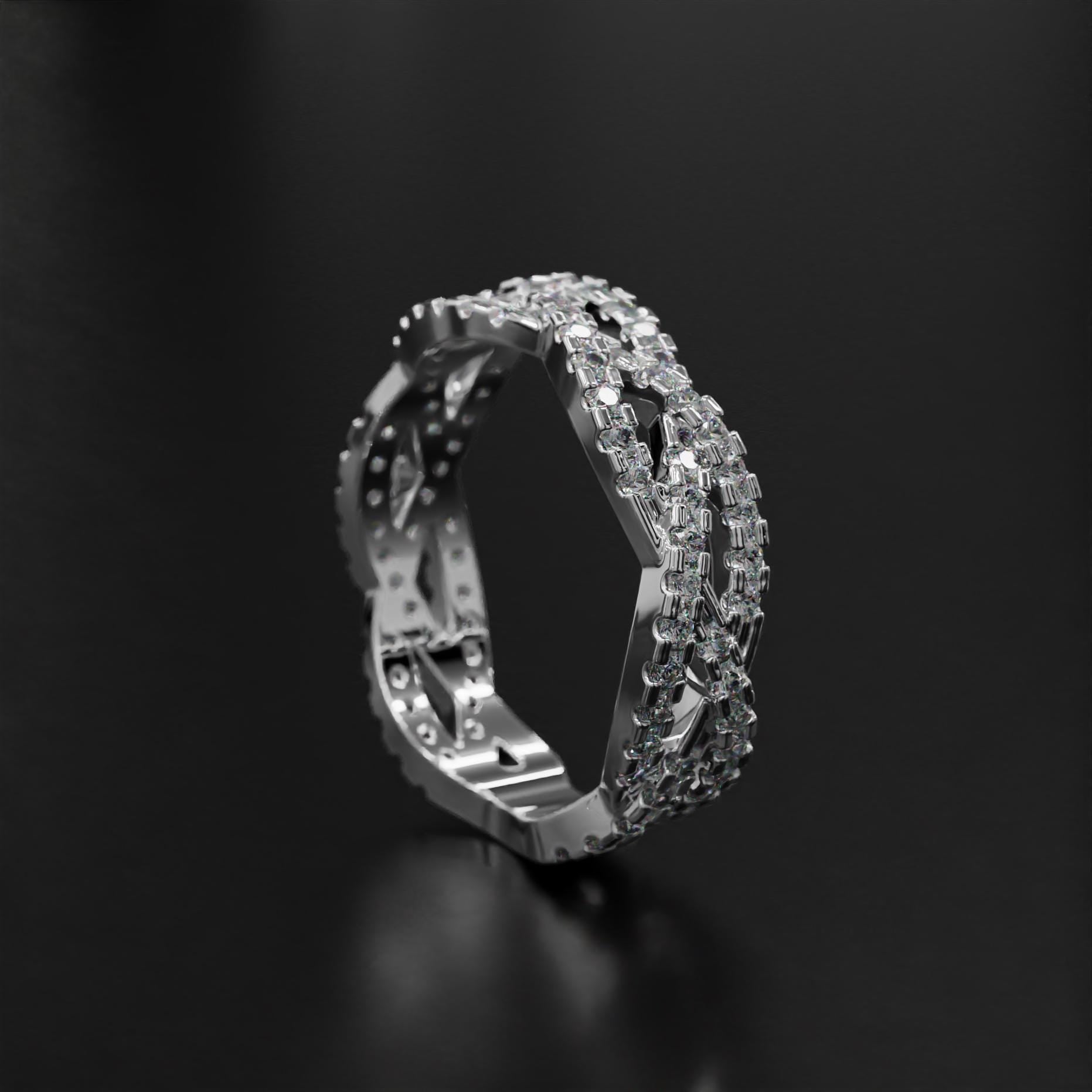 twisted braided gold ring with sparkling stone accents, photo 9
