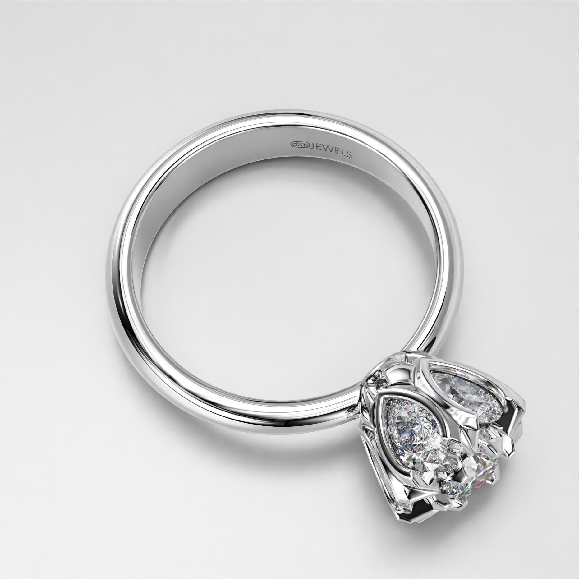 art deco floral wedding ring with a stone cluster, photo 6