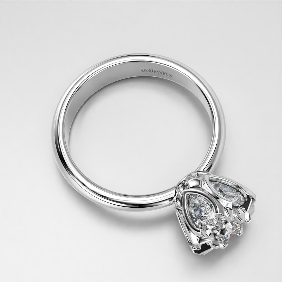 art deco floral wedding ring with a stone cluster, photo 6