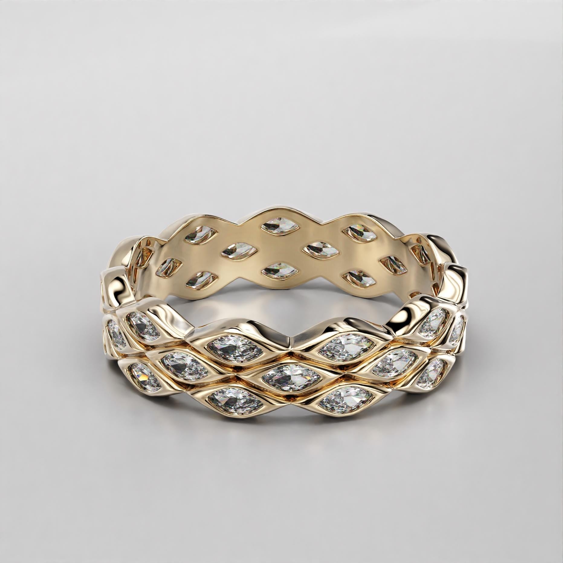 modern marquise wedding ring with sparkling stones, photo 5