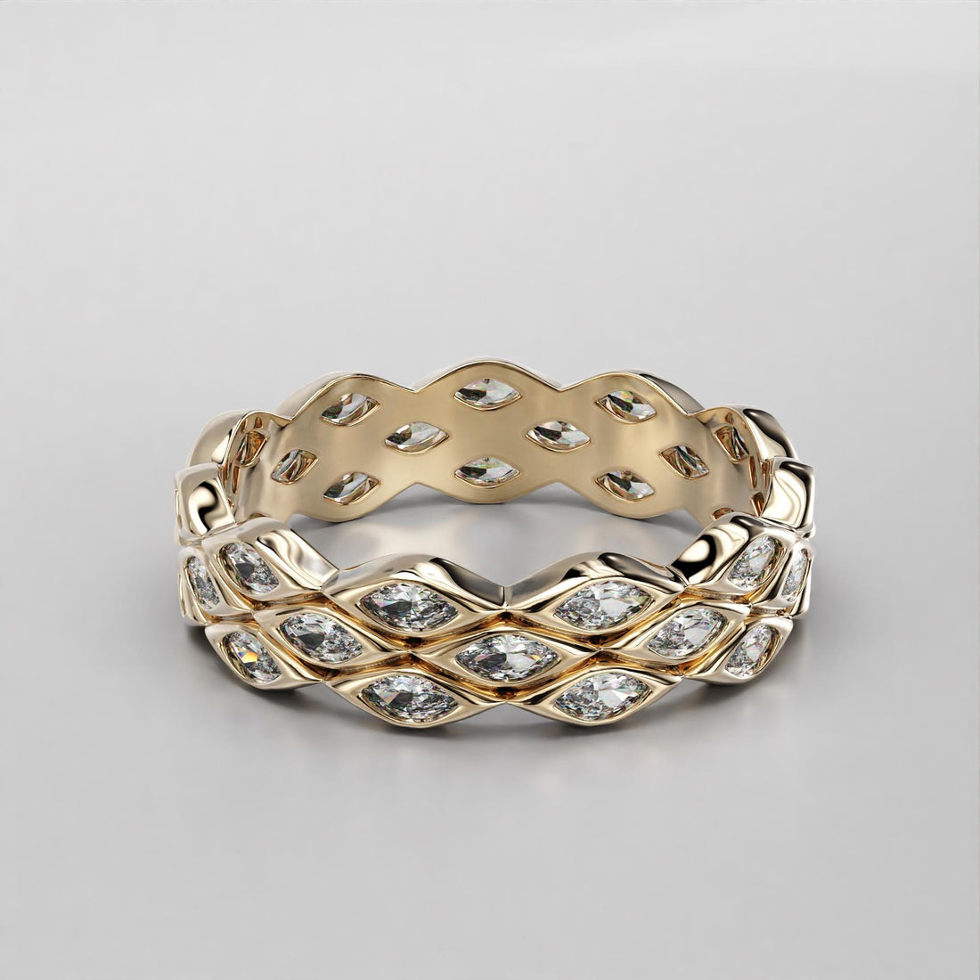 modern marquise wedding ring with sparkling stones, photo 5