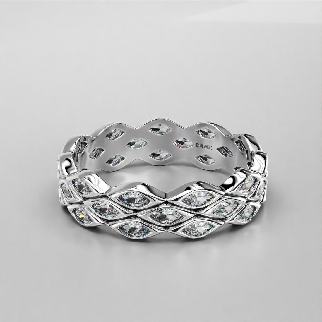 modern marquise wedding ring with sparkling stones, photo 1
