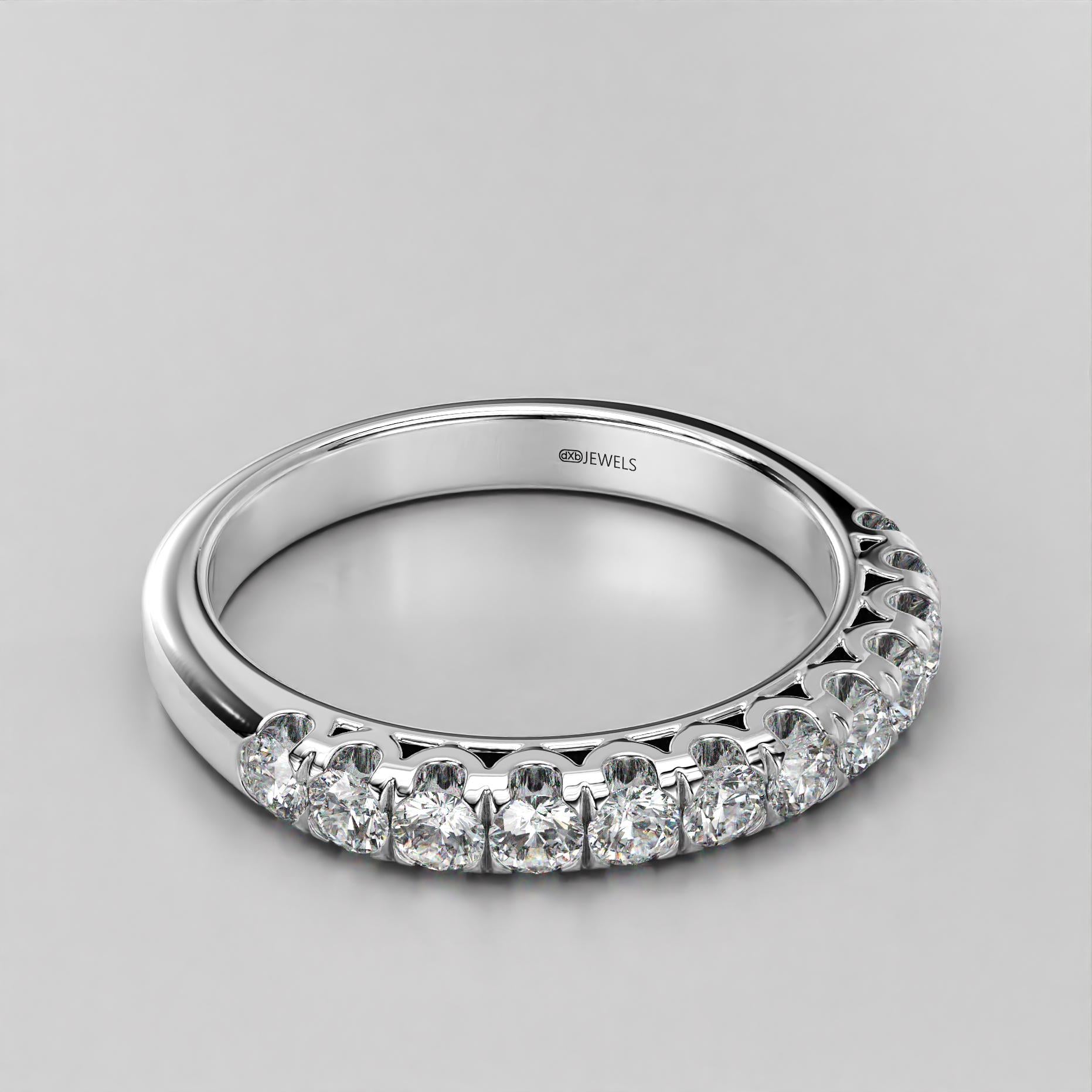 scallop shared claw wedding band with sparkling stones, photo 1