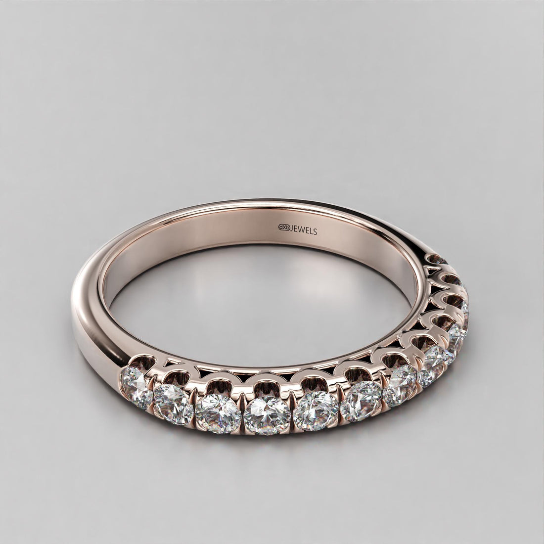 scallop shared claw wedding band with sparkling stones, photo 5