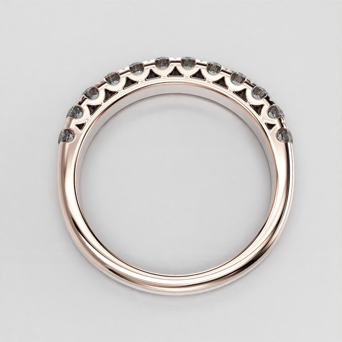 scallop shared claw wedding band with sparkling stones, photo 6