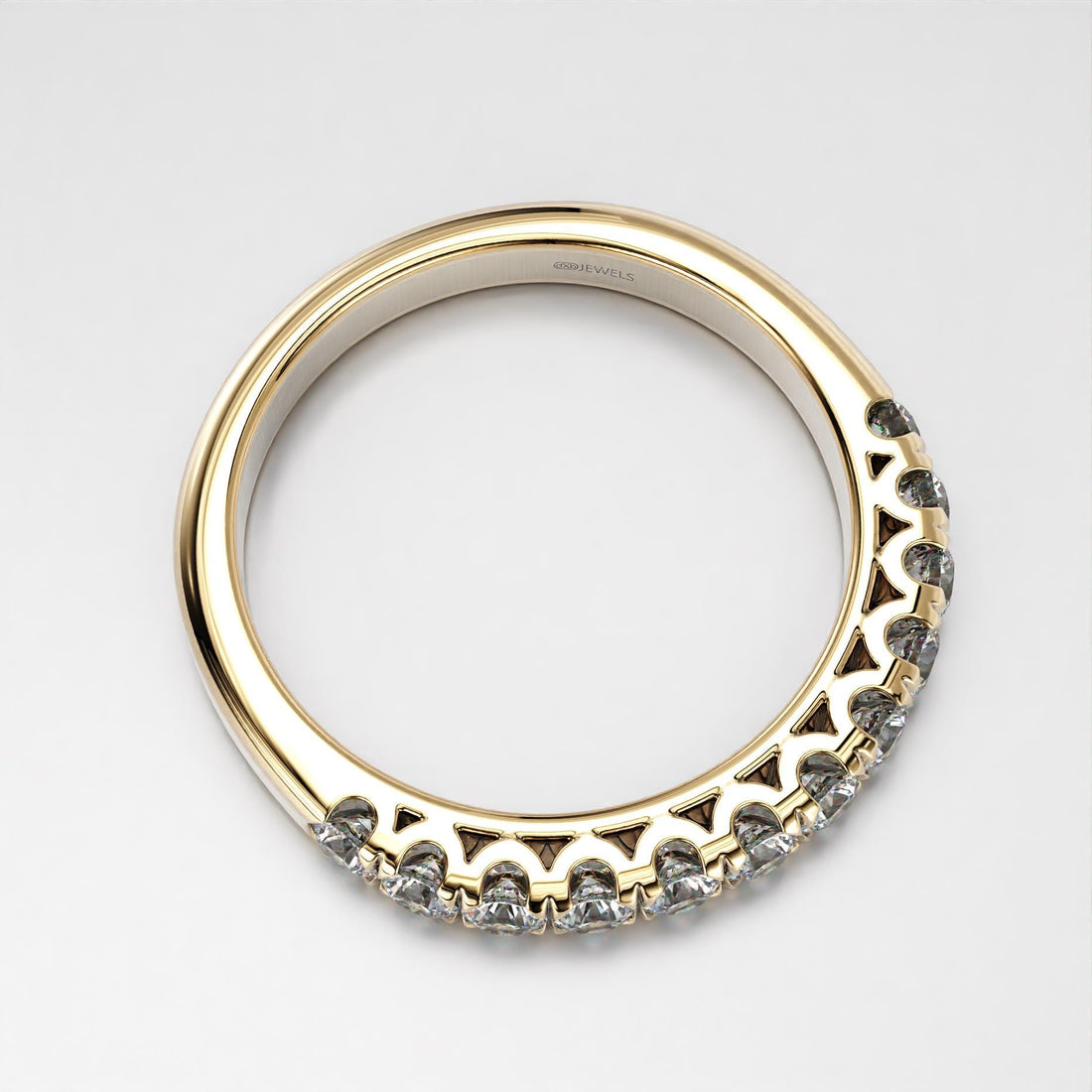 scallop shared claw wedding band with sparkling stones, photo 8