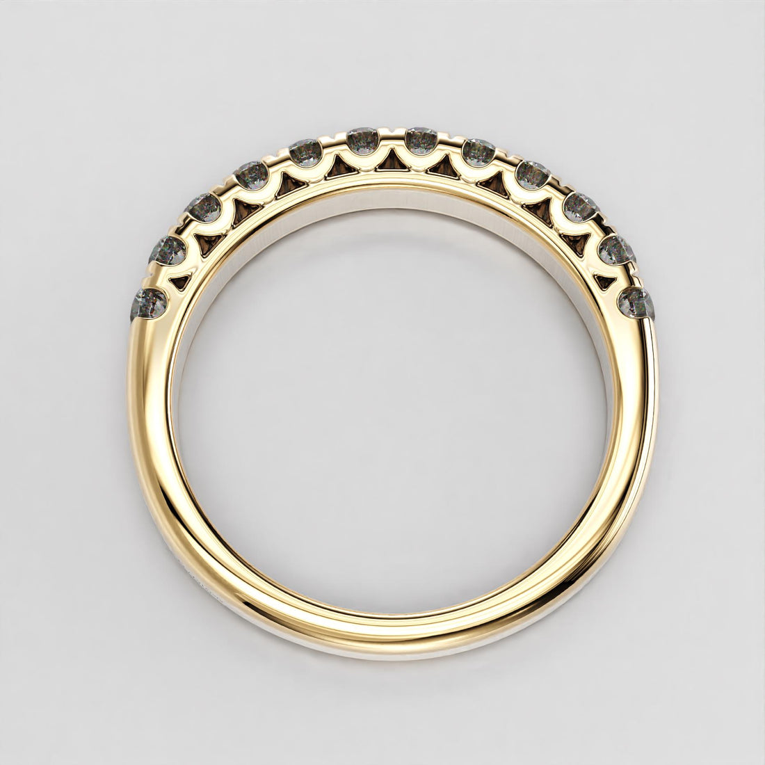 scallop shared claw wedding band with sparkling stones, photo 9