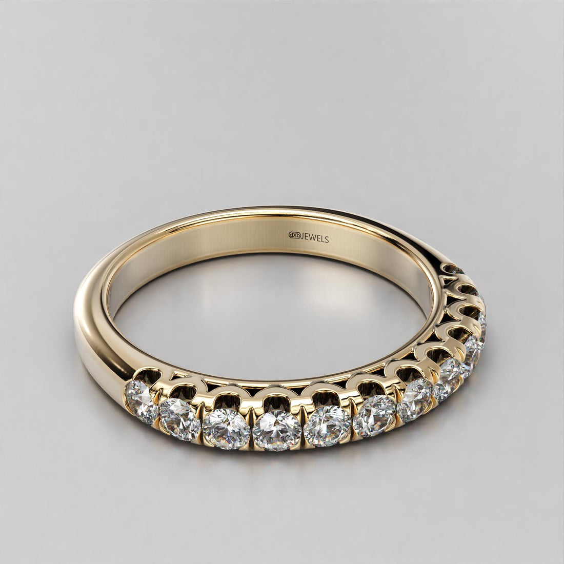 scallop shared claw wedding band with sparkling stones, photo 10