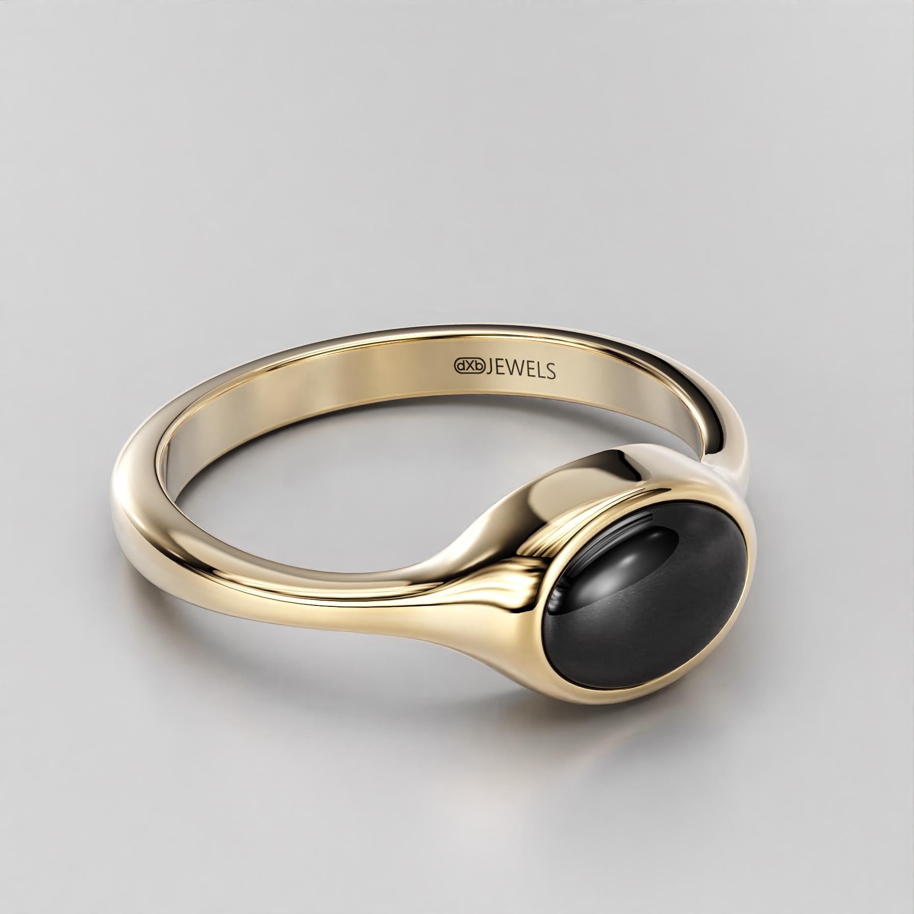 vintage oval onyx cabochon ring in sterling silver and gold, photo 6