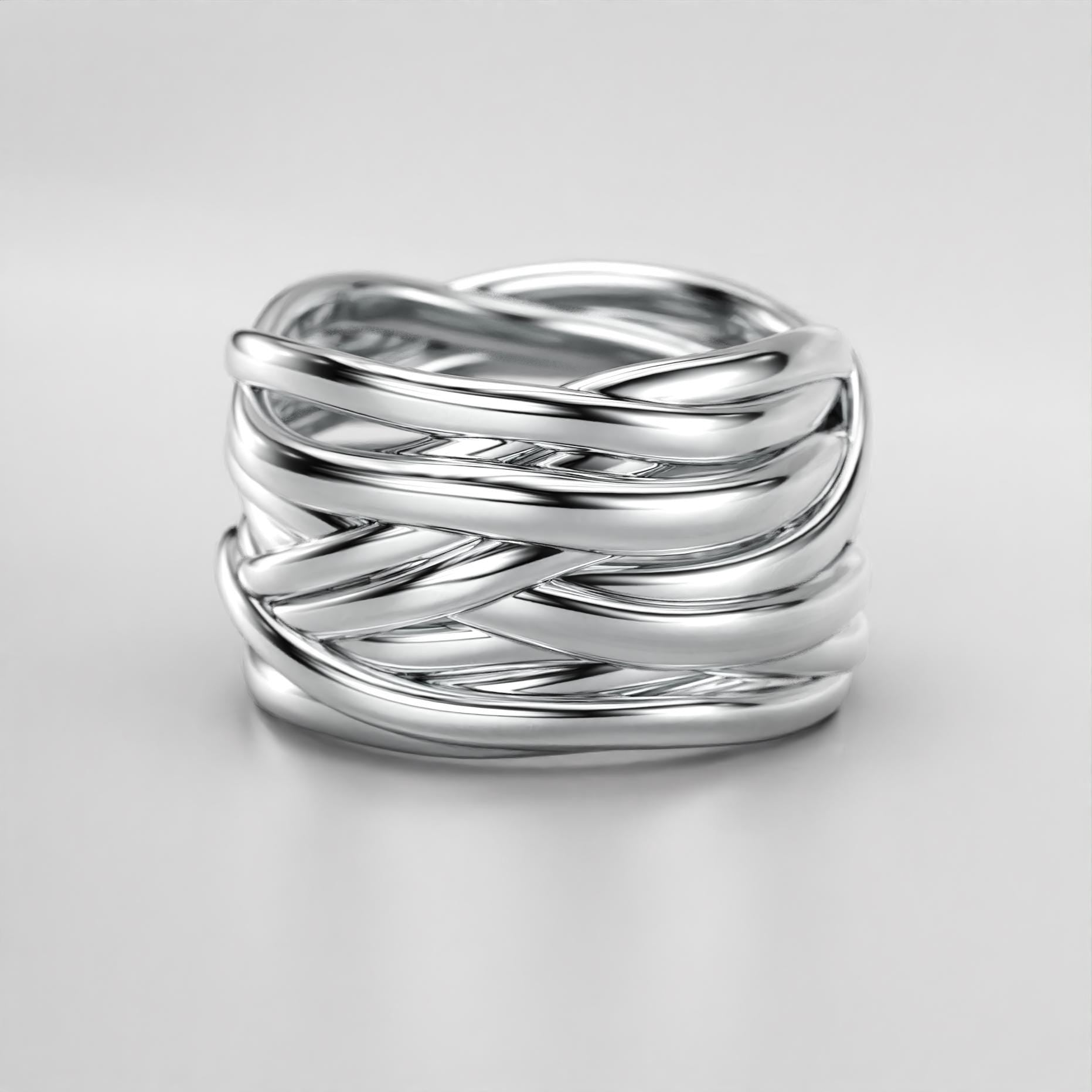 multi-strand crossover statement ring in sterling silver and gold, photo 3