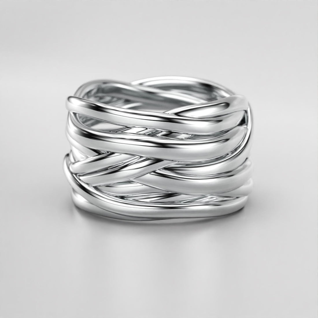 multi-strand crossover statement ring in sterling silver and gold, photo 3