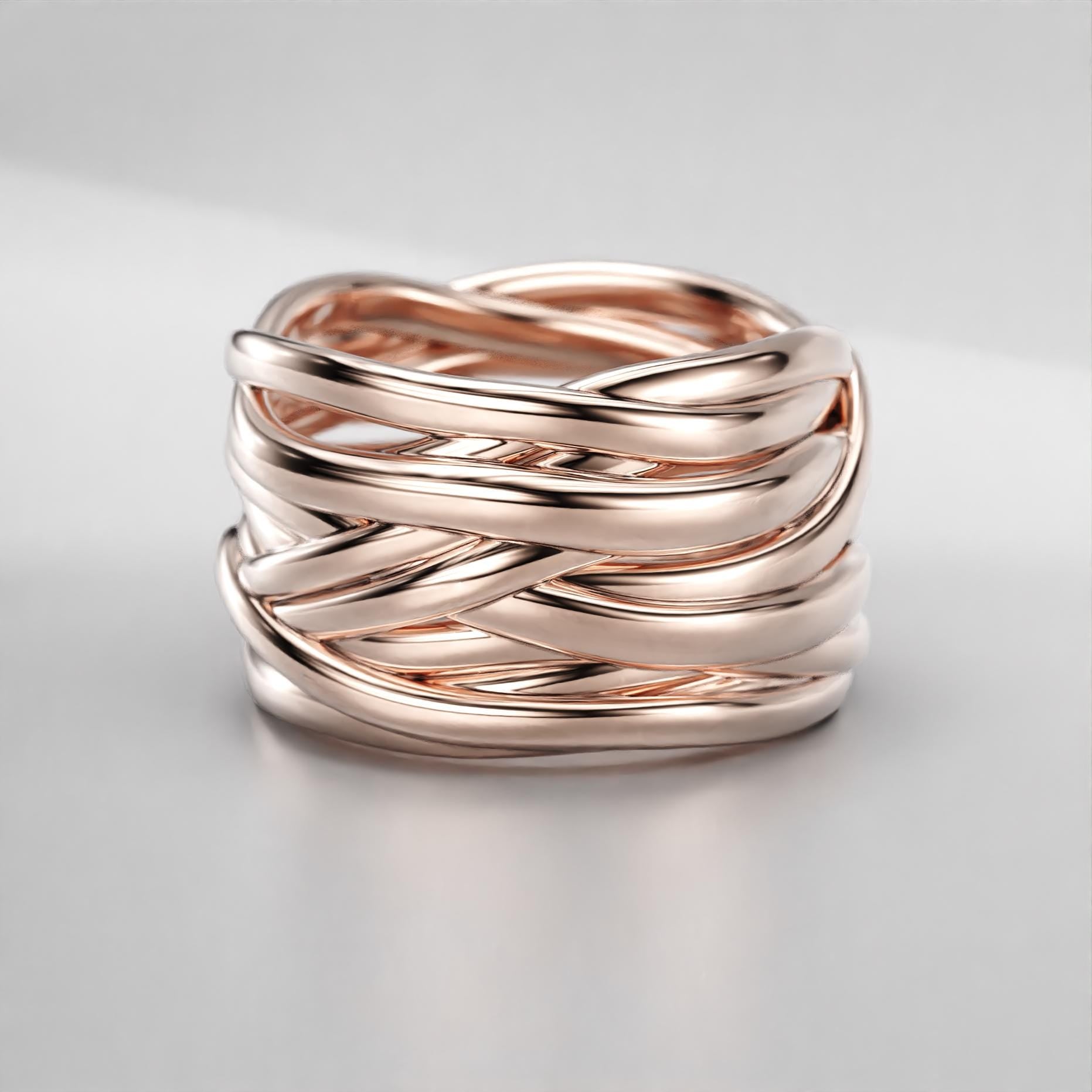 multi-strand crossover statement ring in sterling silver and gold, photo 4