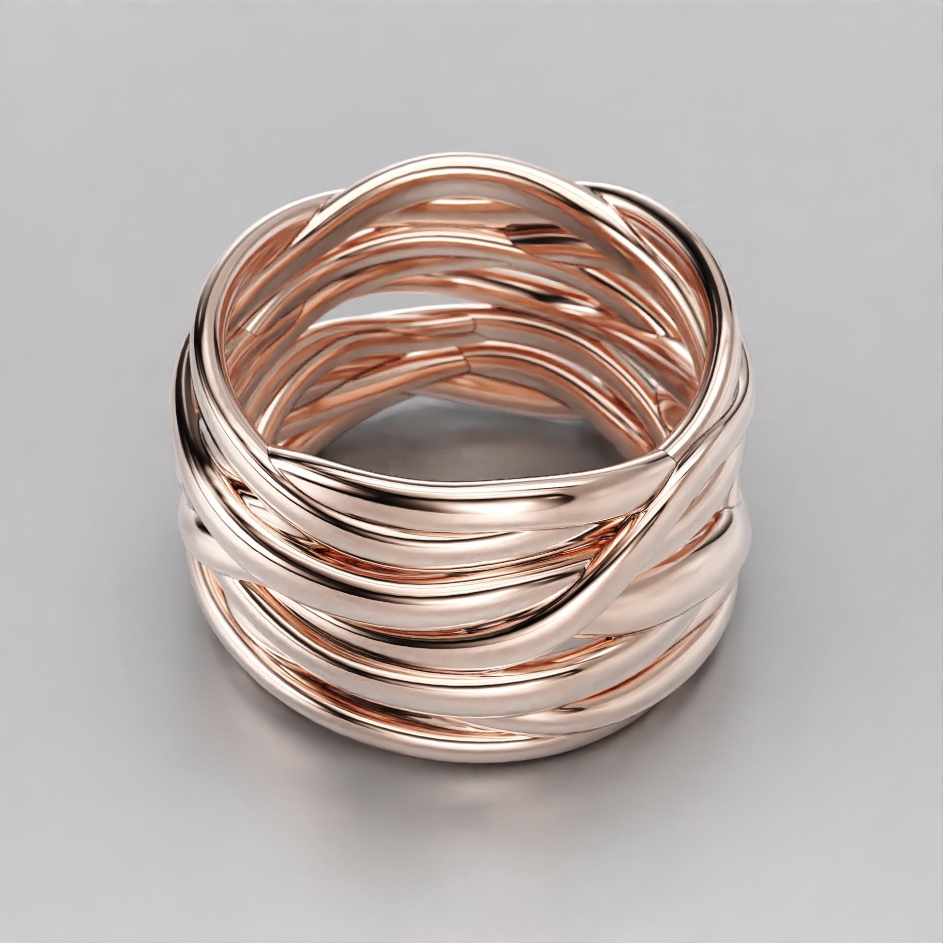 multi-strand crossover statement ring in sterling silver and gold, photo 5