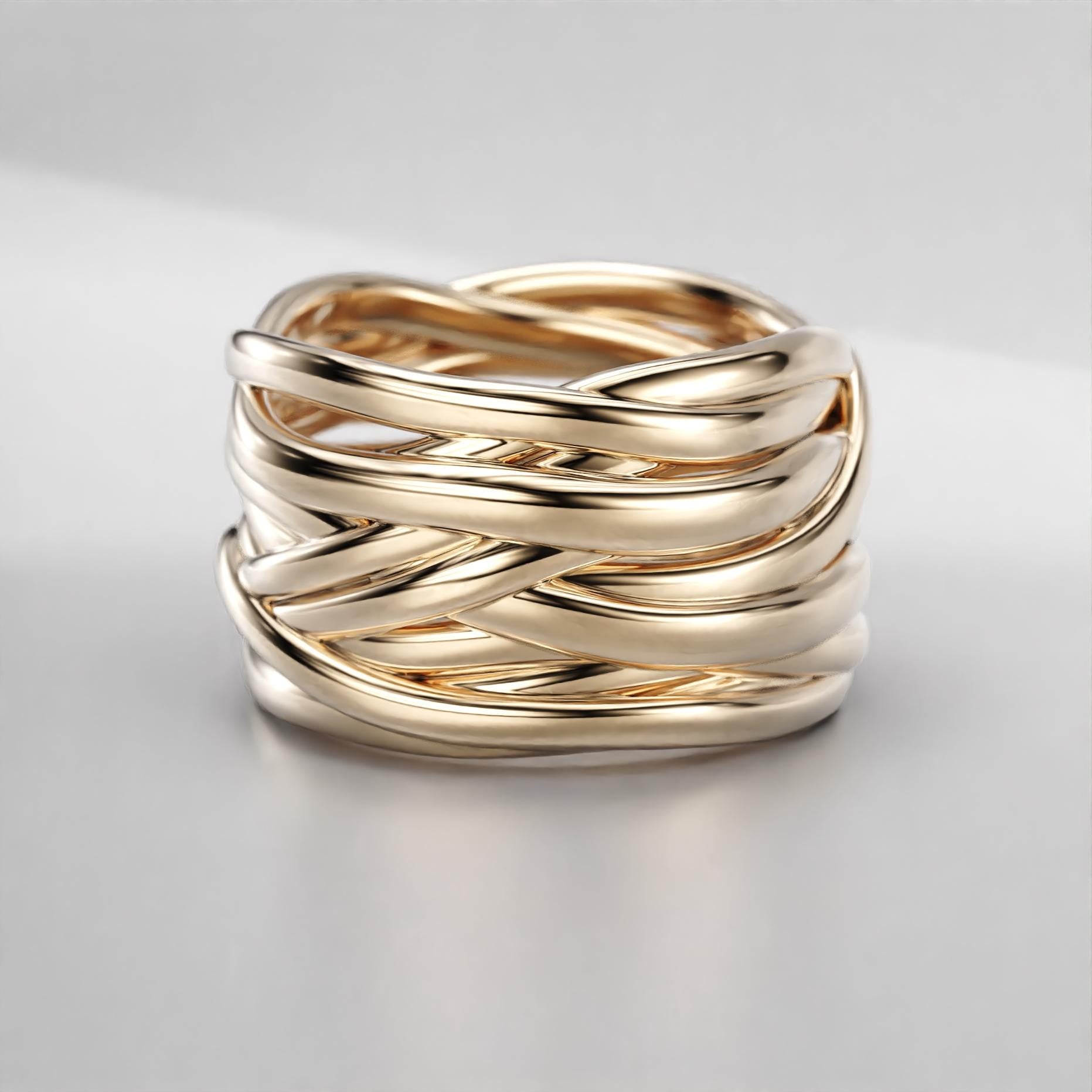 multi-strand crossover statement ring in sterling silver and gold, photo 7