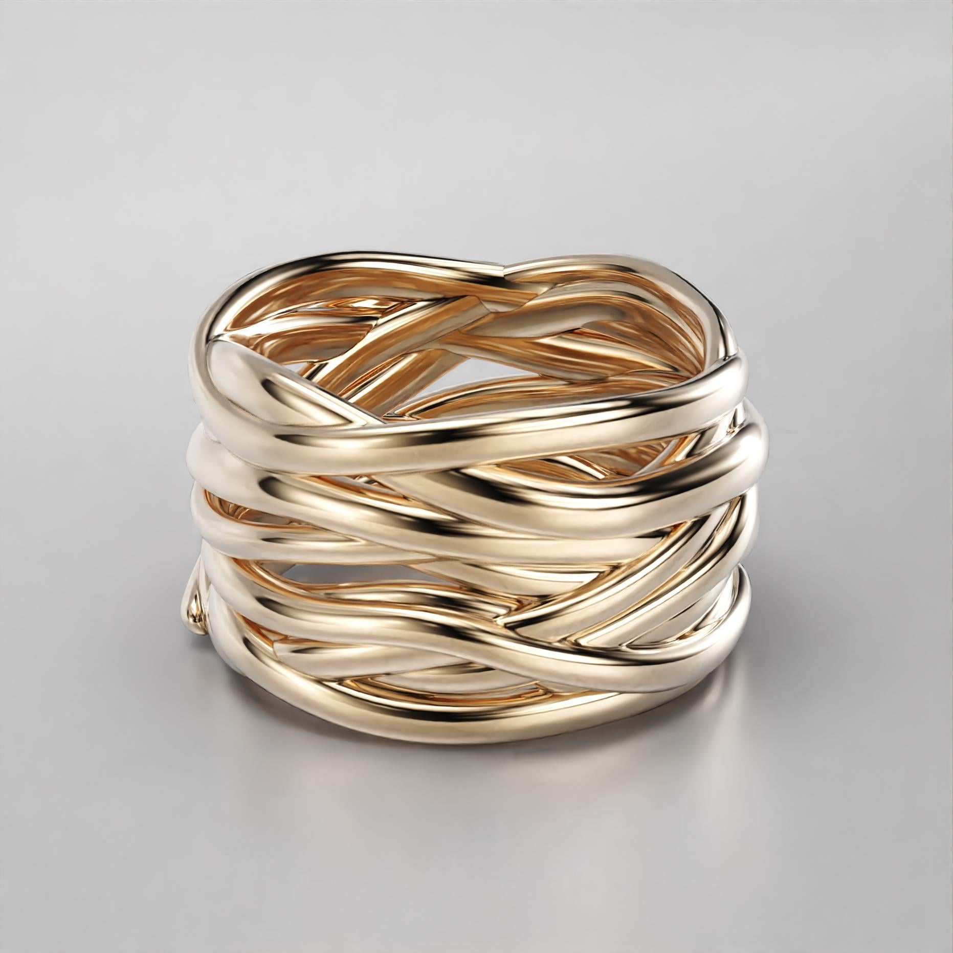 multi-strand crossover statement ring in sterling silver and gold, photo 9