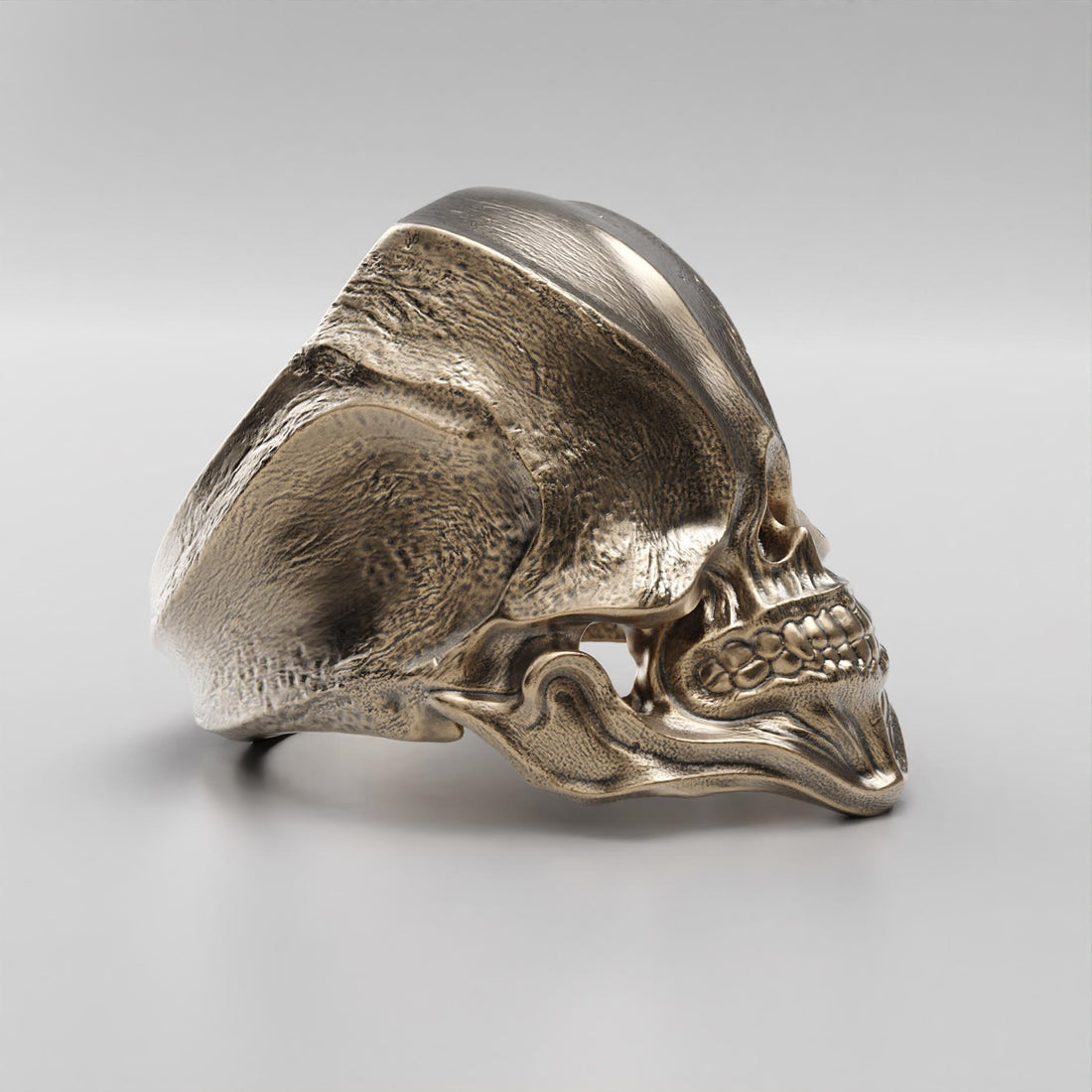 antique skull ring in oxidized silver, photo 7