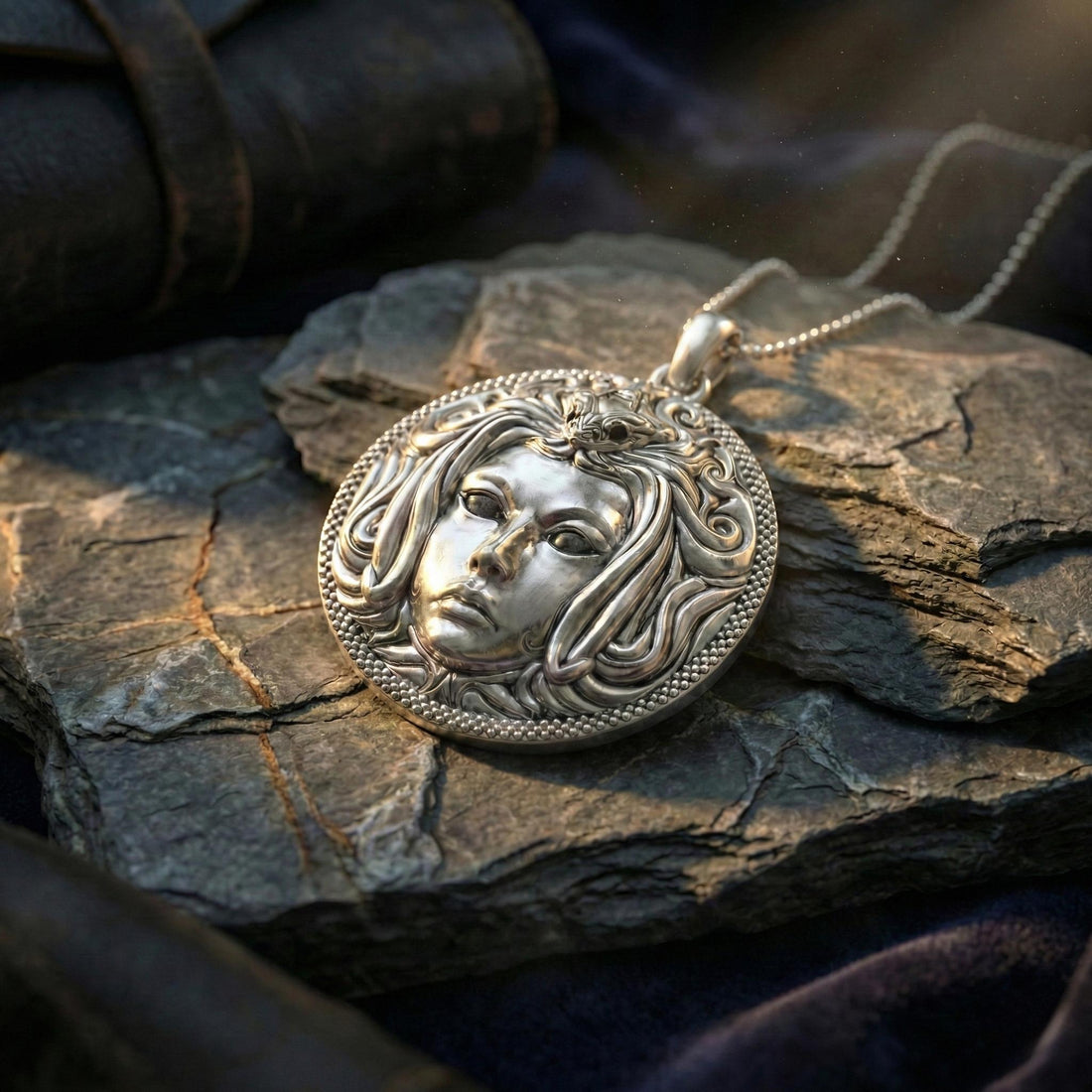 medusa pendant with snake hair and gemstone eyes, photo 4