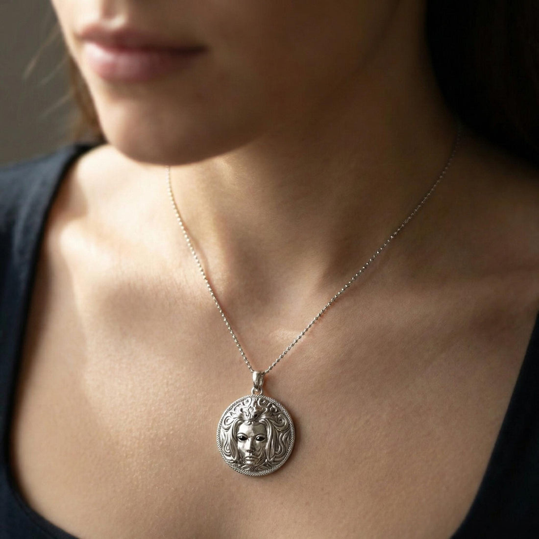 medusa pendant with snake hair and gemstone eyes, photo 2