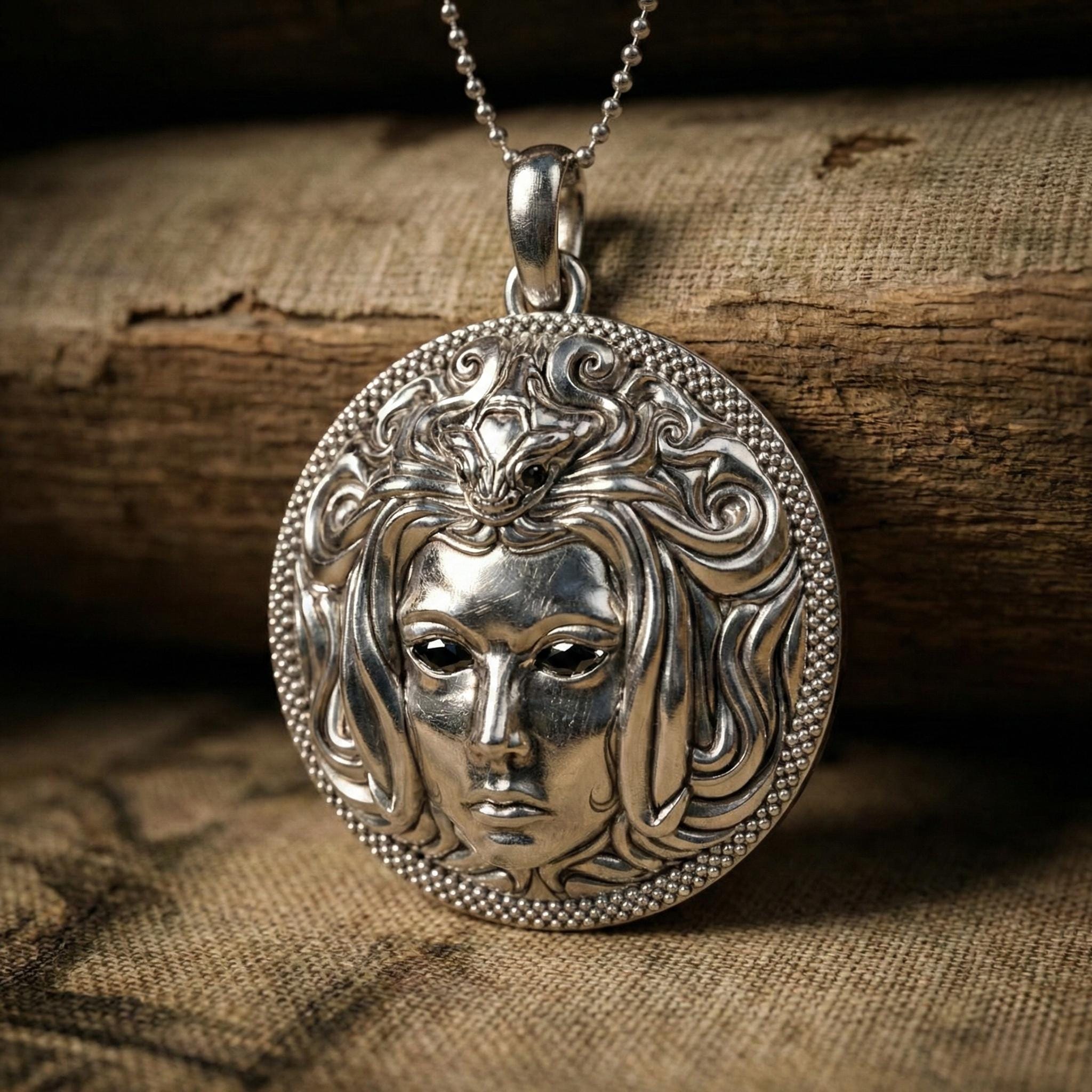 medusa pendant with snake hair and gemstone eyes, photo 6