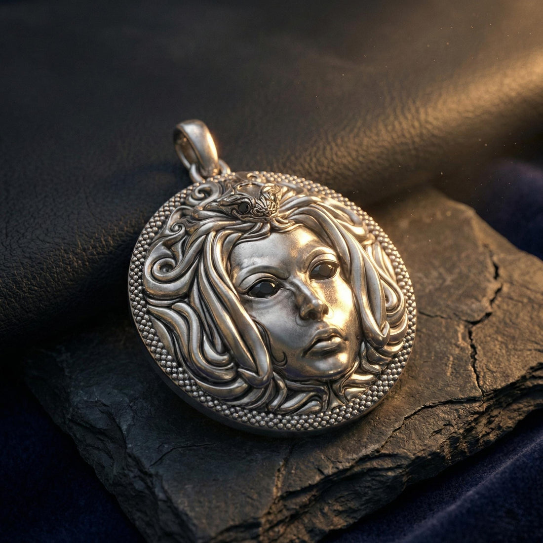 medusa pendant with snake hair and gemstone eyes, photo 7
