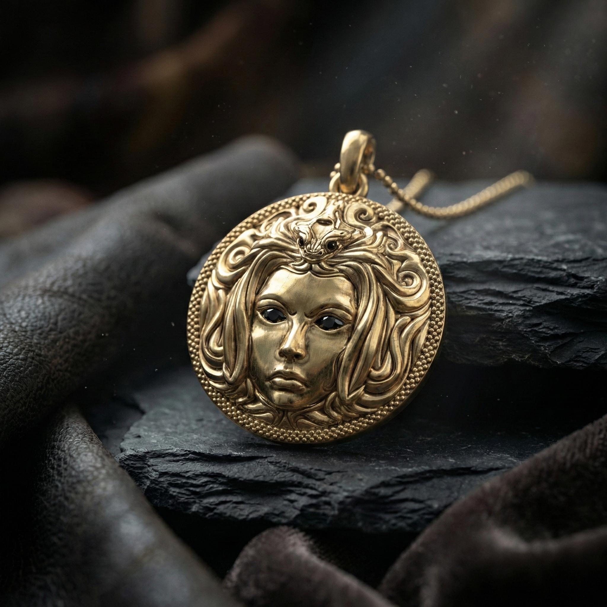 medusa pendant with snake hair and gemstone eyes, photo 1