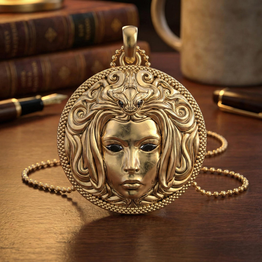 medusa pendant with snake hair and gemstone eyes, photo 5