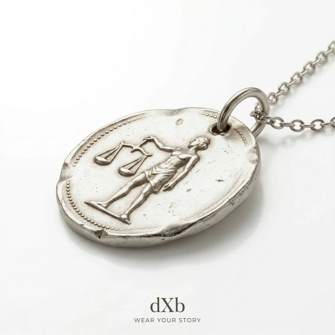 platinum Libra zodiac coin pendant