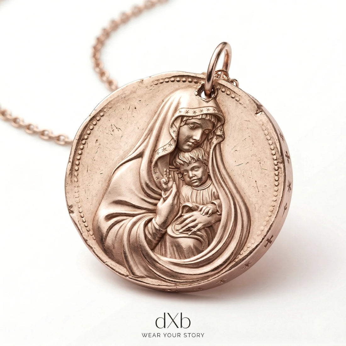 14k rose gold Religious Medallion pendant