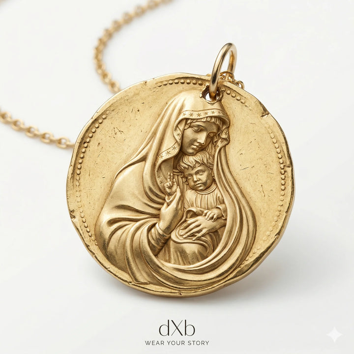 14k yellow gold Religious Medallion pendant