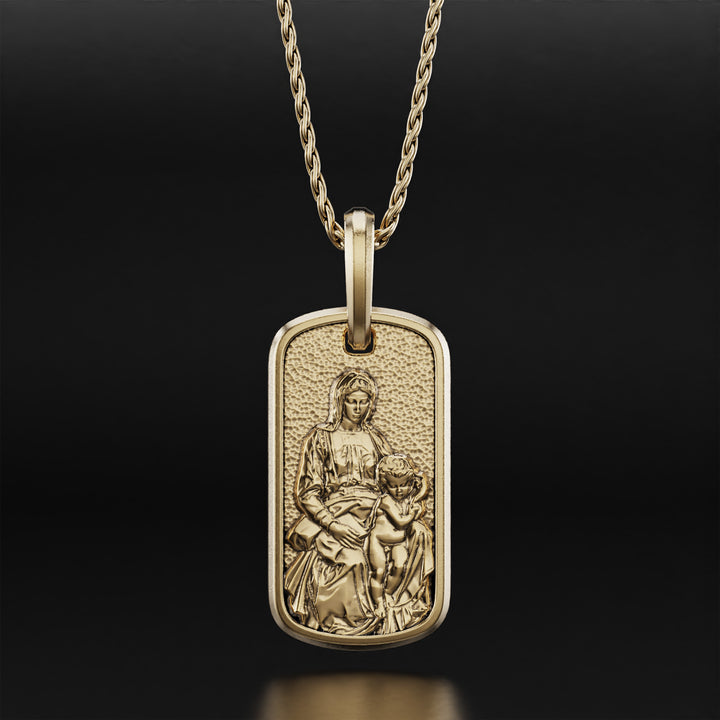 Madonna and Child Necklace - 14k Yellow Gold, 14k White Gold, Platinum, and Silver