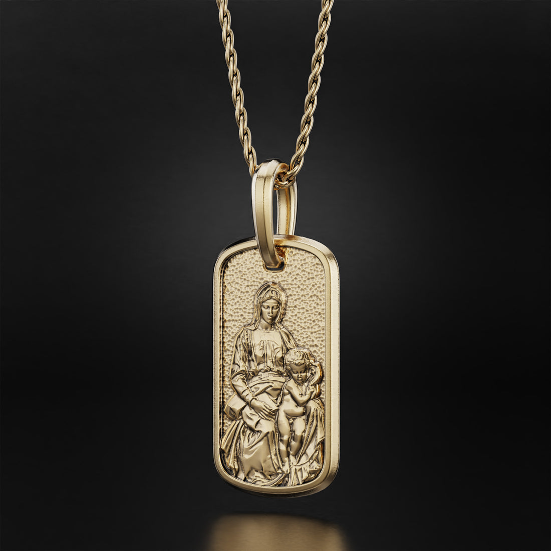 Madonna and Child Necklace - 14k Yellow Gold, 14k White Gold, Platinum, and Silver