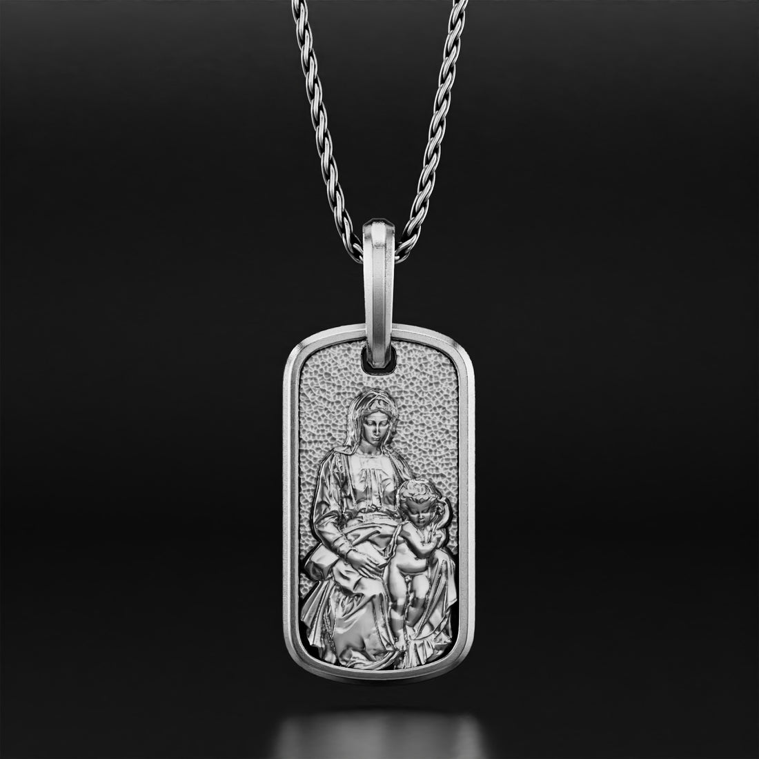 Madonna and Child Necklace - 14k Yellow Gold, 14k White Gold, Platinum, and Silver