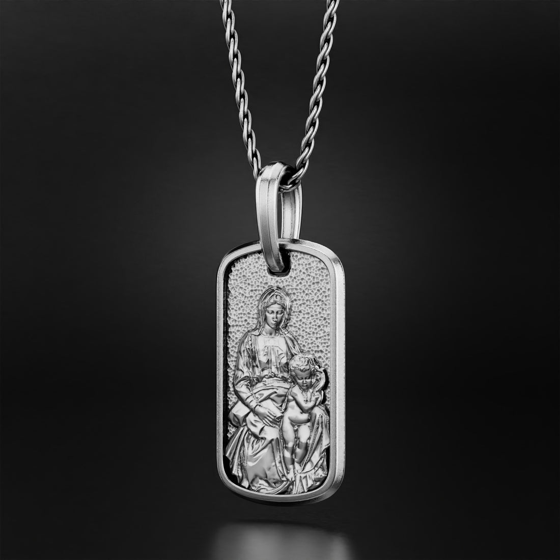 Madonna and Child Necklace - 14k Yellow Gold, 14k White Gold, Platinum, and Silver