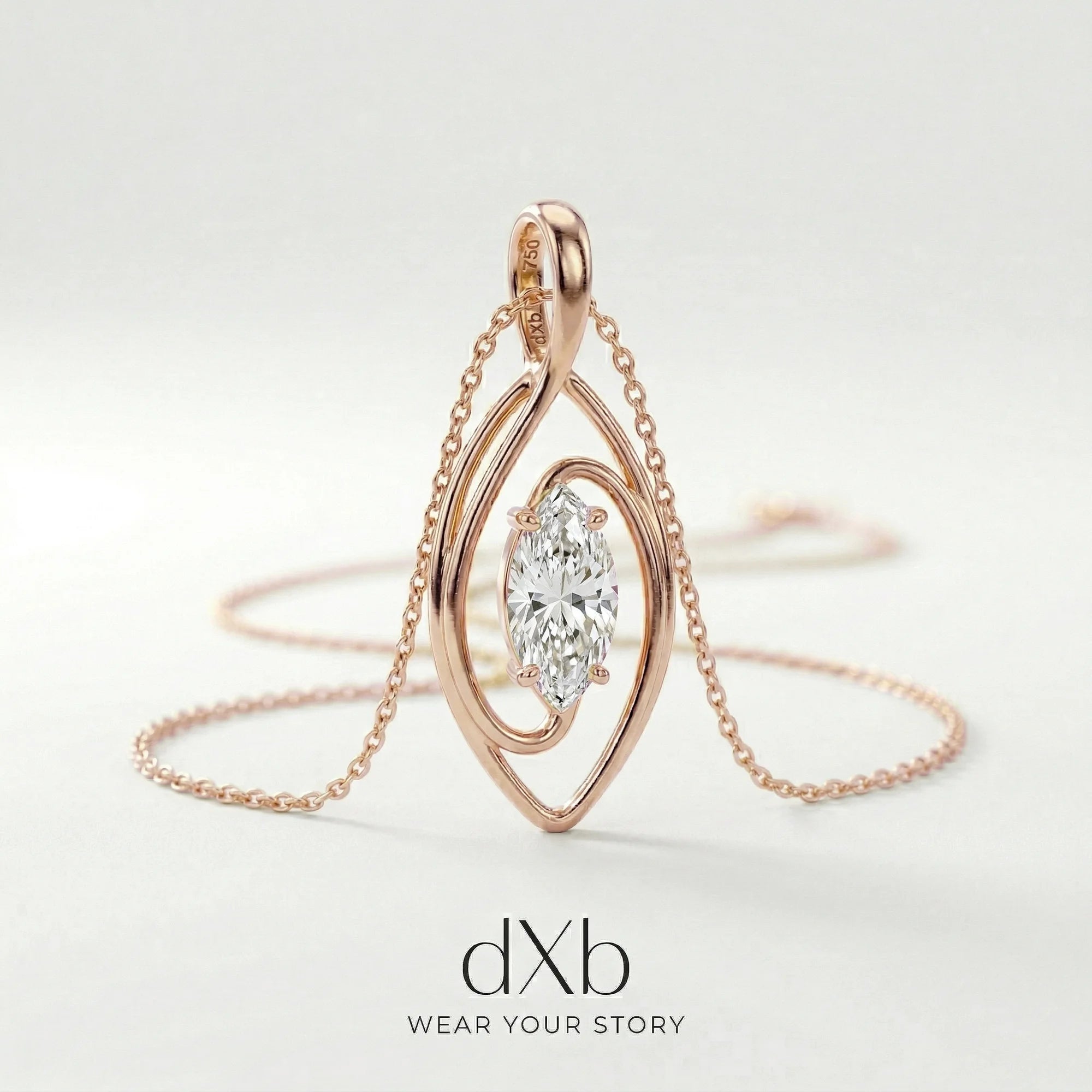 Marquise Swirl Pendant in 14k Gold Rose