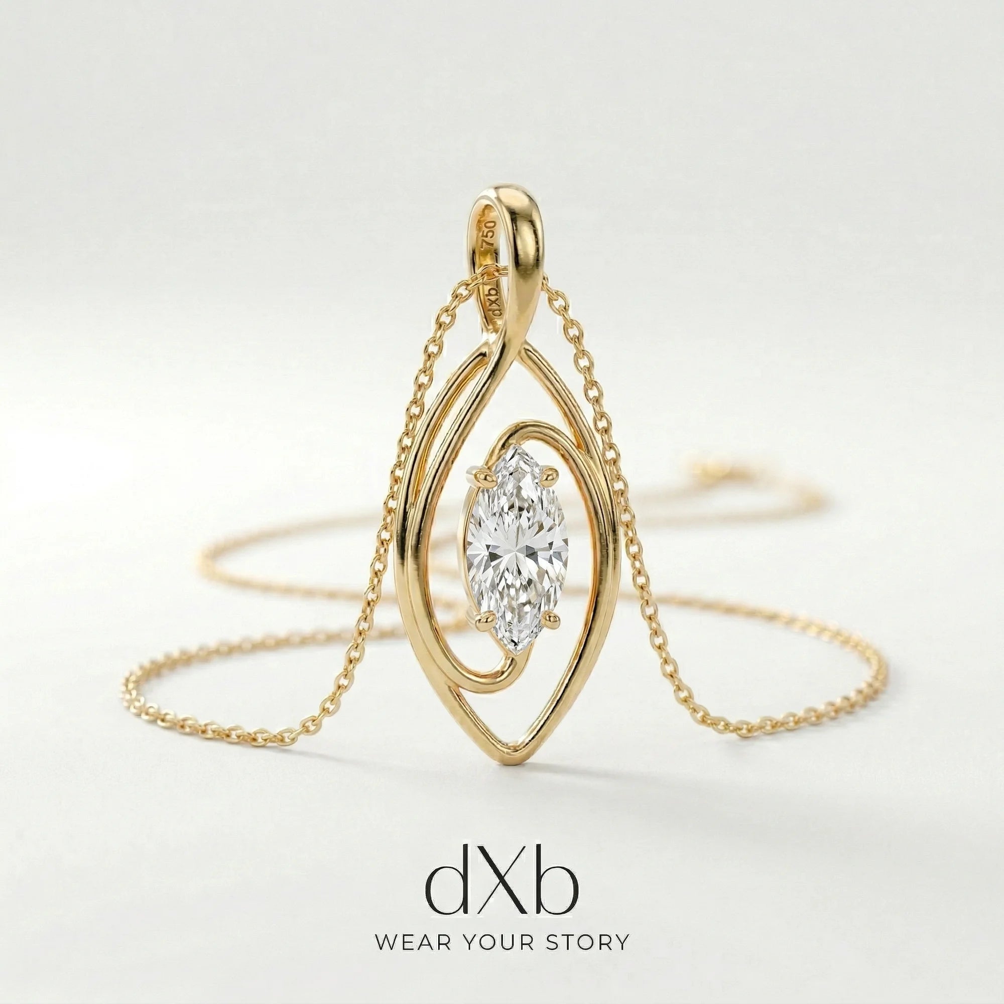 Marquise Swirl Pendant in 14k Gold Yellow